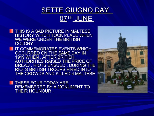 7 giugno … anni fa – Festa Nazionale a Malta “Sette Giugno”